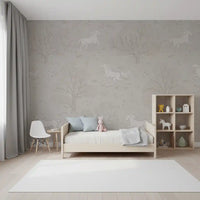 Magical Unicorn Dreamland – Cloudy Grey Wall Mural Wall Mural
