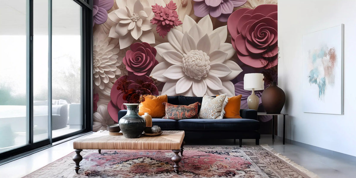 3d  Floral Blooms Wall Mural