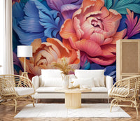 Vibrant Peony Bloom Artistic Mural Wall Mural