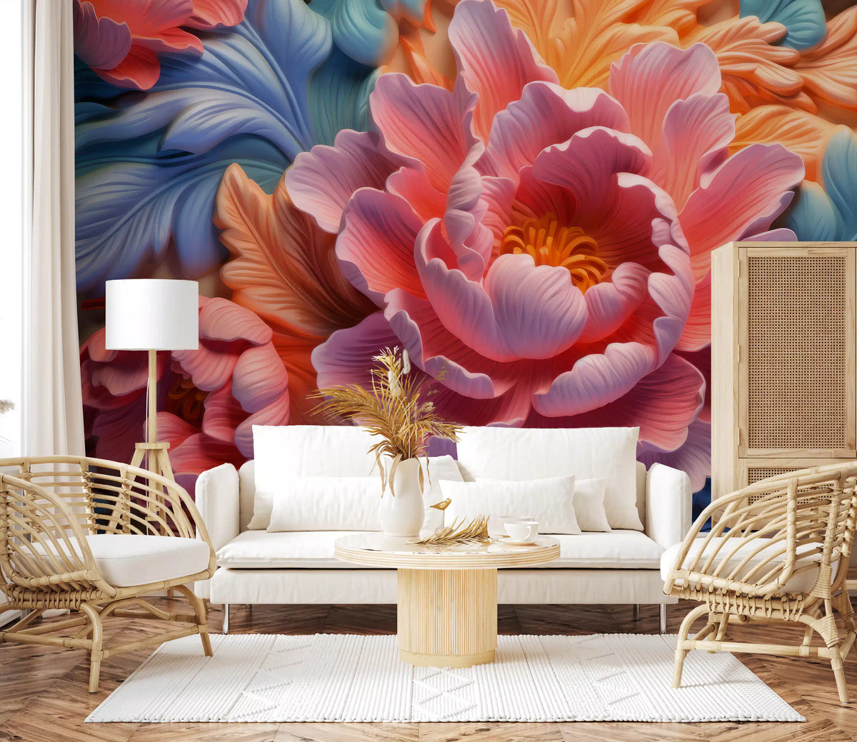 Blush Peony Sculptural Flow Wall Mural