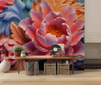 Blush Peony Sculptural Flow Wall Mural