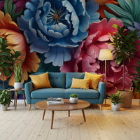Vibrant Peony Botanical Composition Wall Mural