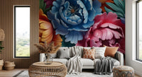 Vibrant Peony Botanical Composition Wall Mural