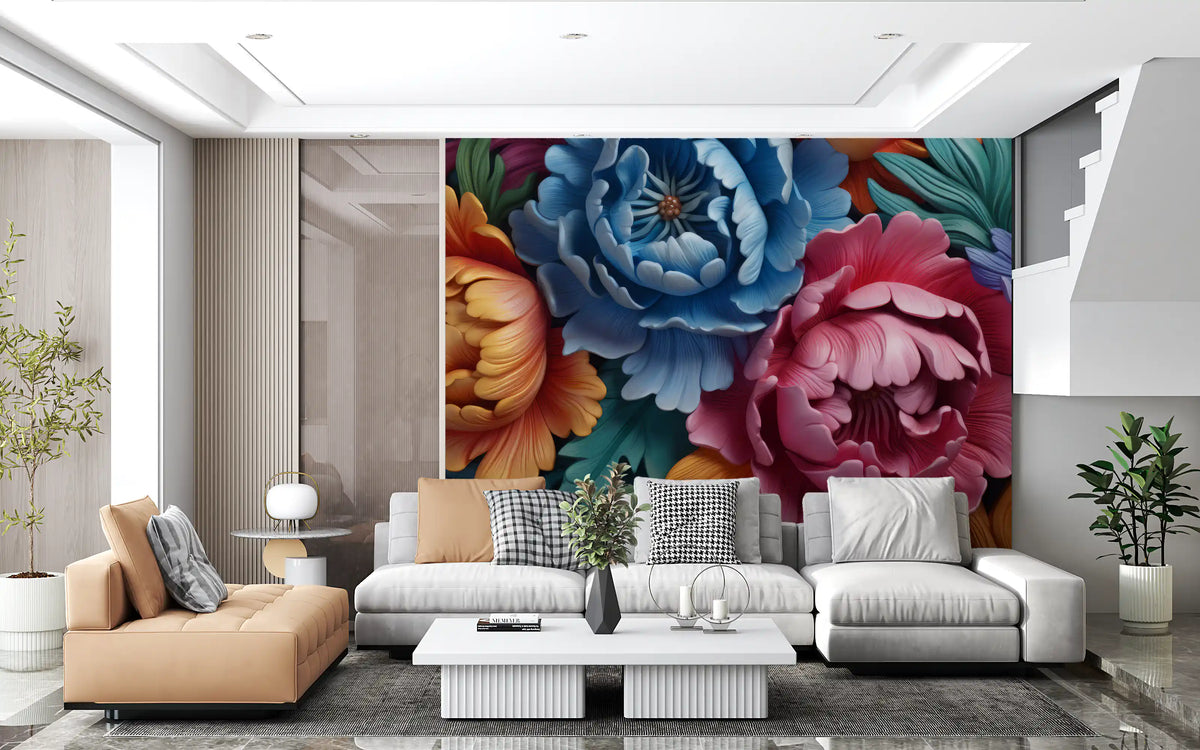 Vibrant Peony Botanical Composition Wall Mural