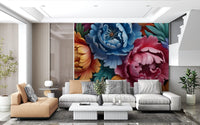 Vibrant Peony Botanical Composition Wall Mural