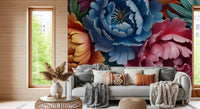 Vibrant Peony Botanical Composition Wall Mural