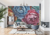 Vibrant Peony Botanical Composition Wall Mural