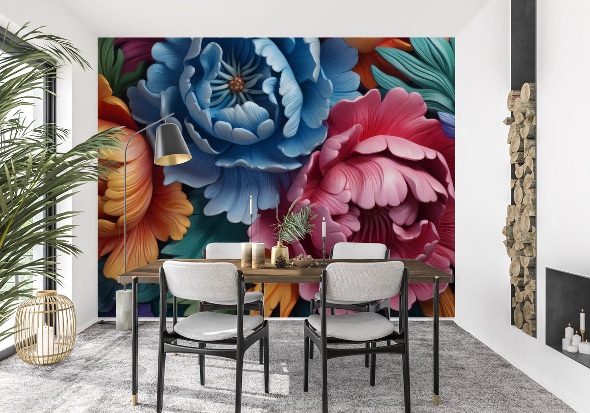 Vibrant Peony Botanical Composition Wall Mural