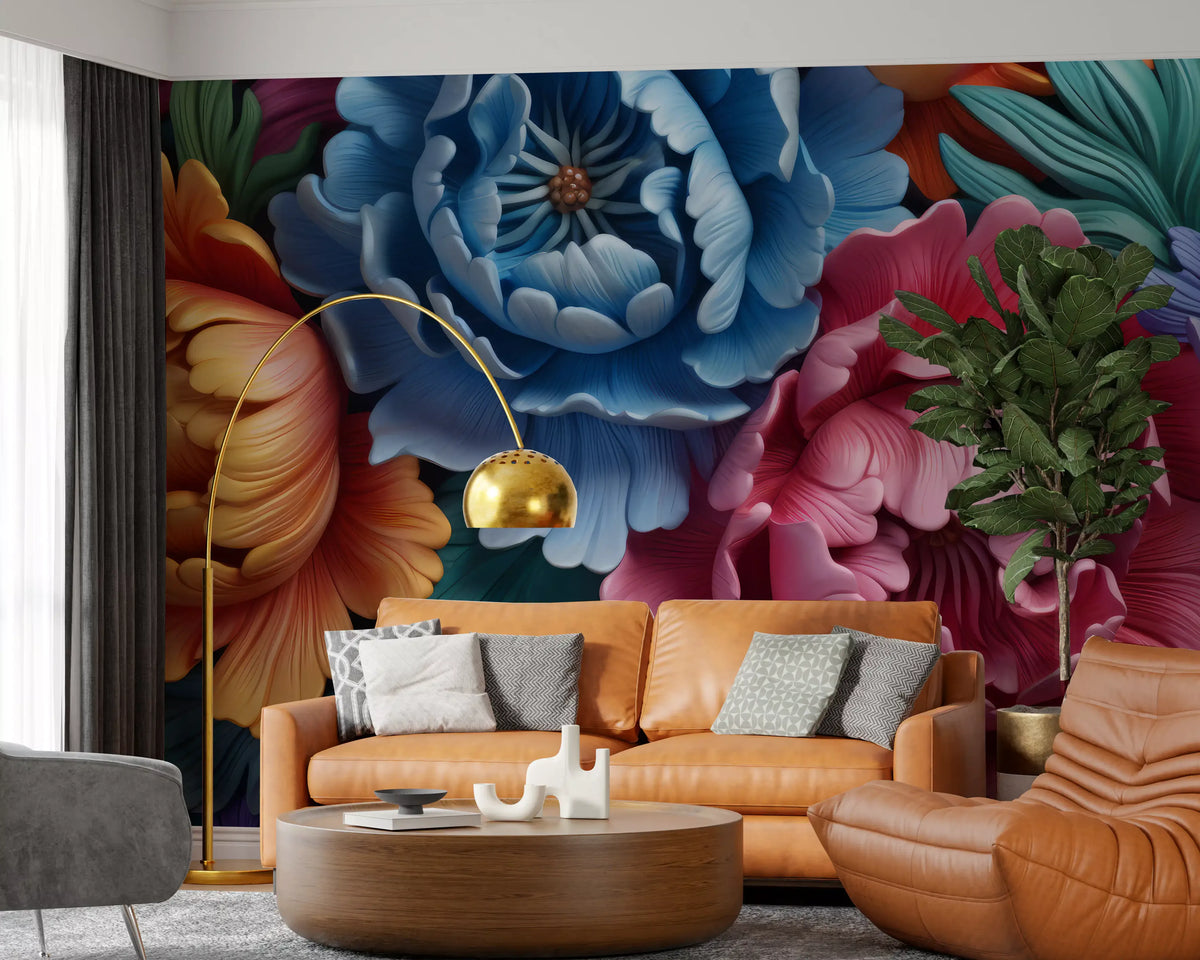 Vibrant Peony Botanical Composition Wall Mural