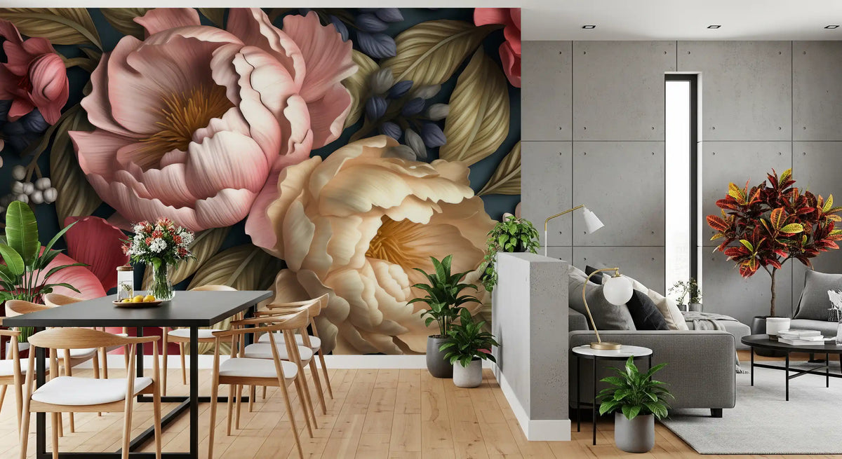 Blush and Cream Peony Botanical Garden Wall Mural