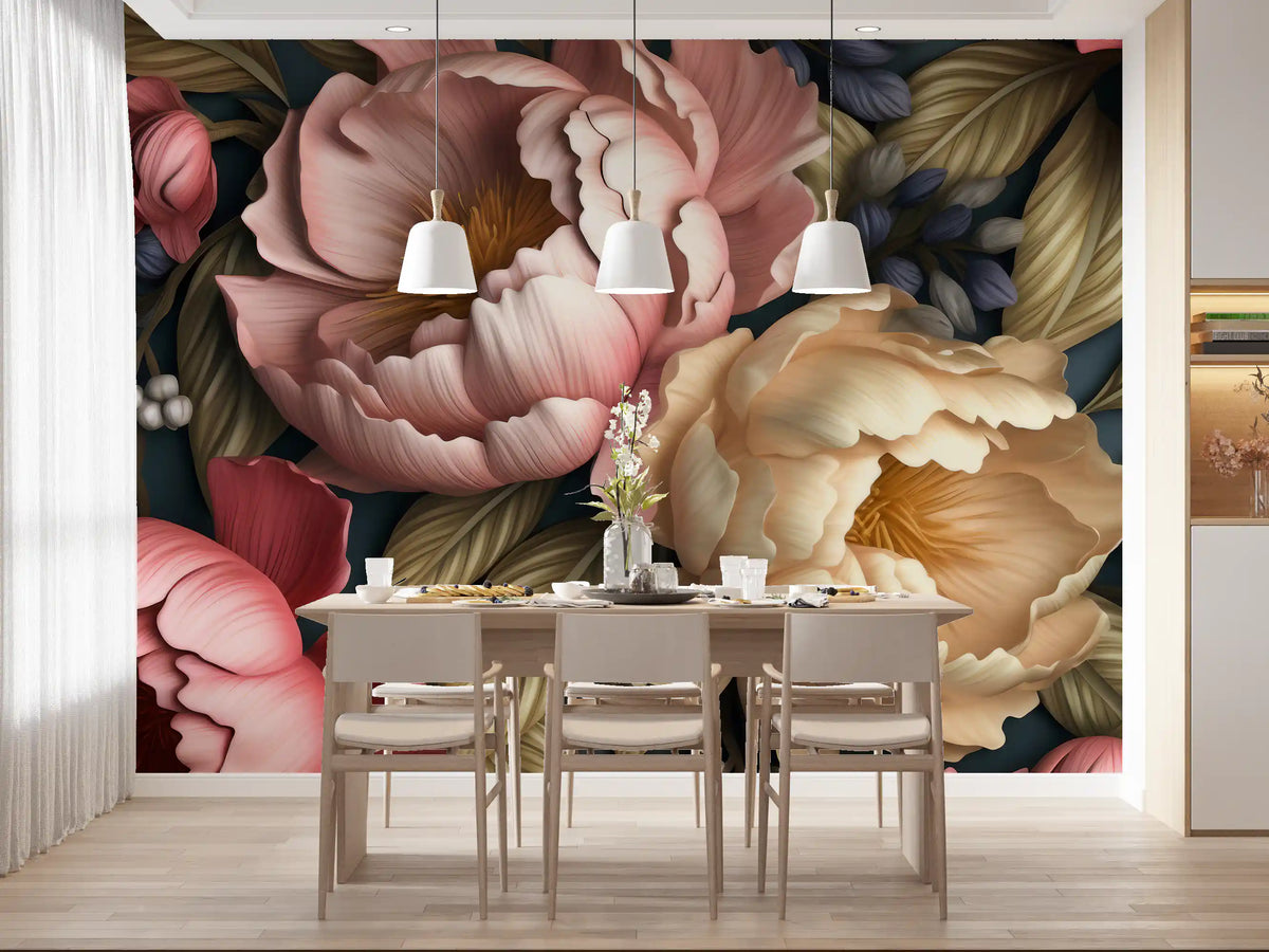 Blush and Cream Peony Botanical Garden Wall Mural