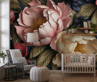 Blush and Cream Peony Botanical Garden Wall Mural