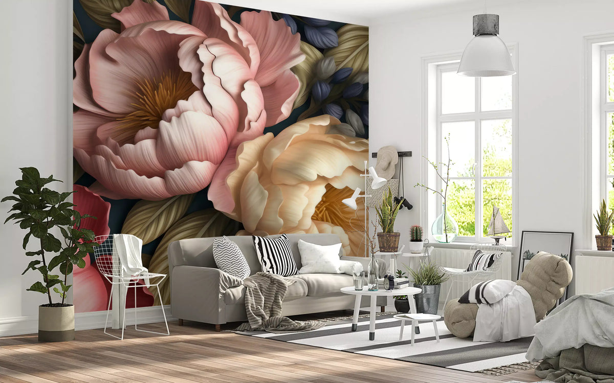 Blush and Cream Peony Botanical Garden Wall Mural