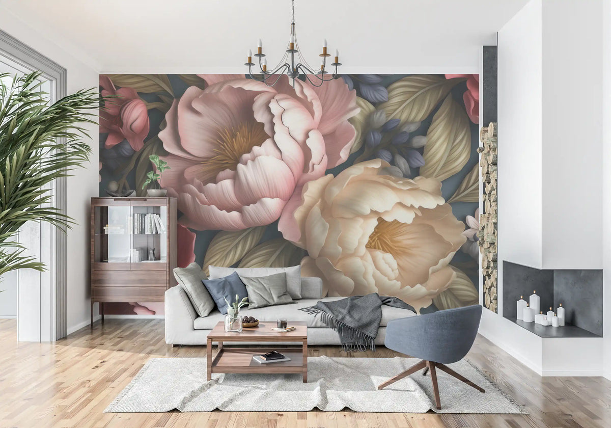 Blush and Cream Peony Botanical Garden Wall Mural