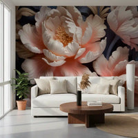 Soft Blush Peony Petals in Bloom Wall Mural