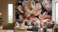 Soft Blush Peony Petals in Bloom Wall Mural