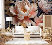 Soft Blush Peony Petals in Bloom Wall Mural