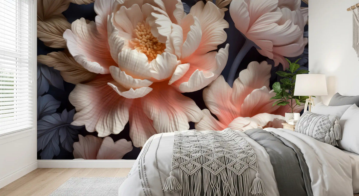 Soft Blush Peony Petals in Bloom Wall Mural