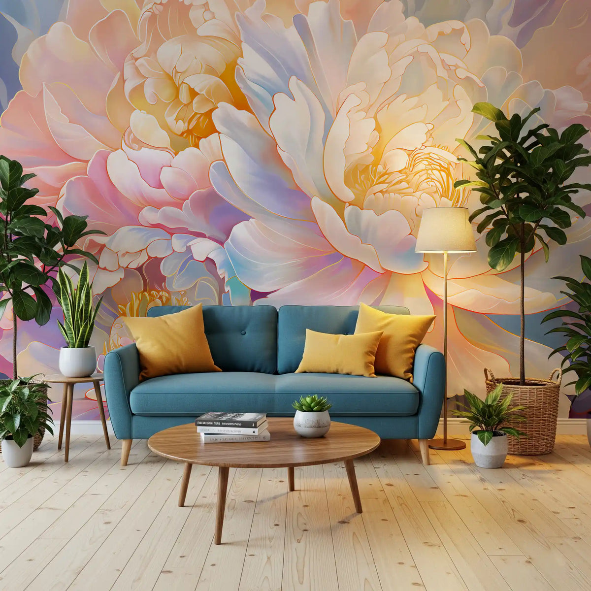 Ethereal Pastel Peony Bloom Wall Mural