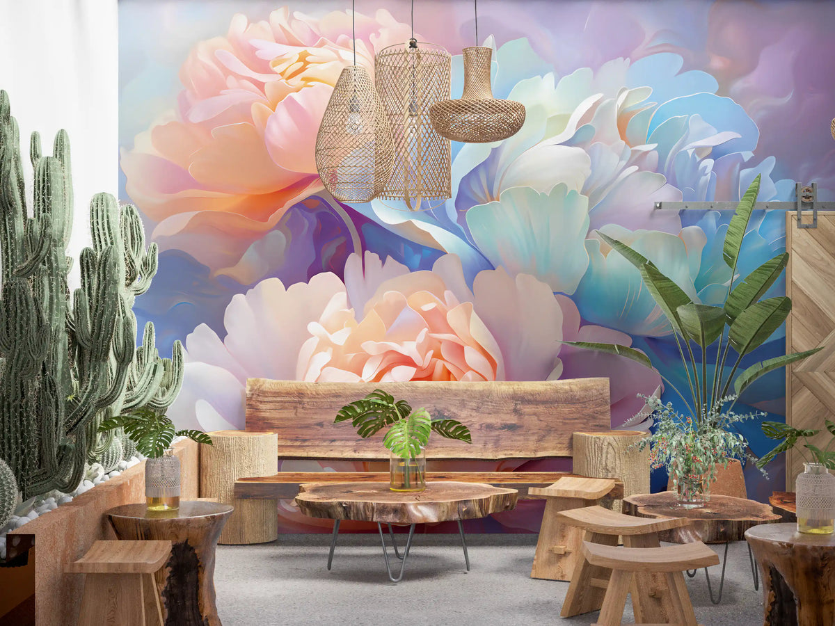 Pastel Peony Bloom Wall Mural