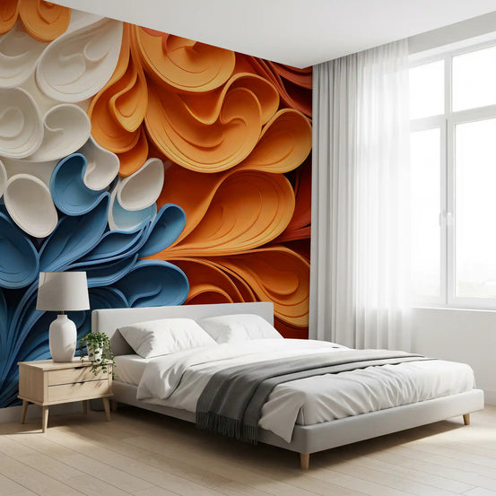 Vibrant Swirling Art Waves Wall Mural
