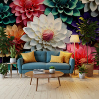 Layered Petal Botanical Abstract Composition Wall Mural