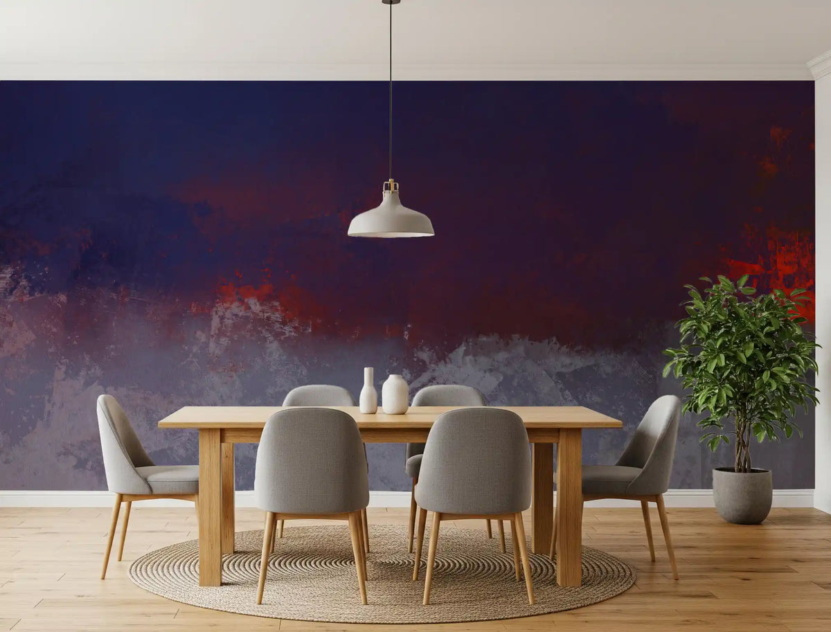 Textured Indigo and Ember Mural Wall Mural