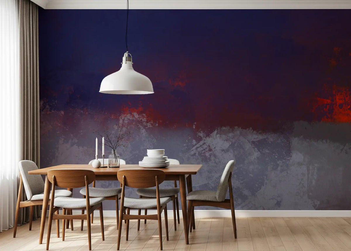 Textured Indigo and Ember Mural Wall Mural