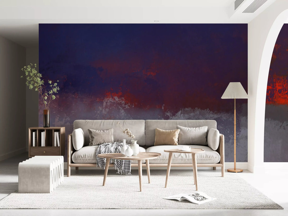 Textured Indigo and Ember Mural Wall Mural