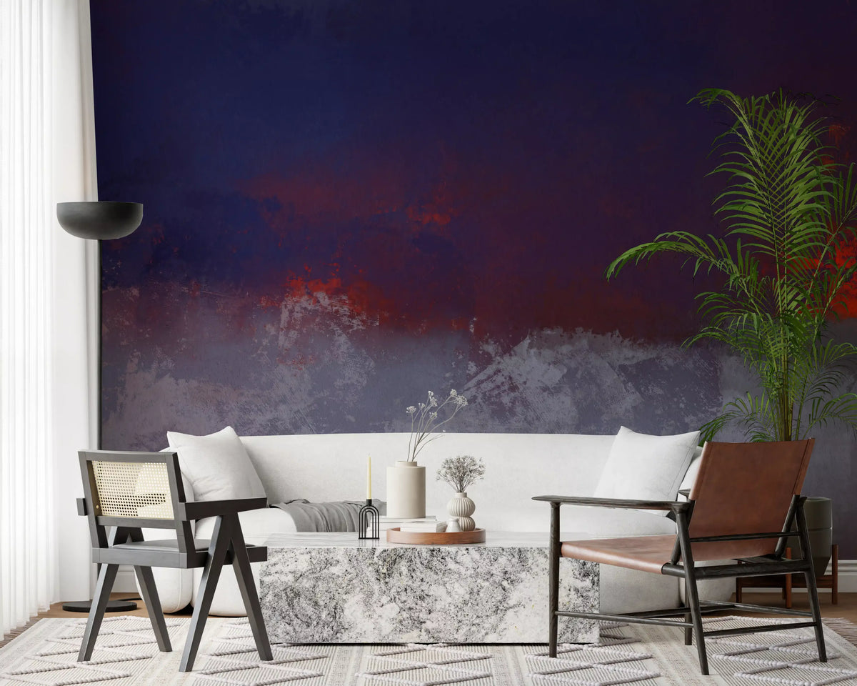 Textured Indigo and Ember Mural Wall Mural