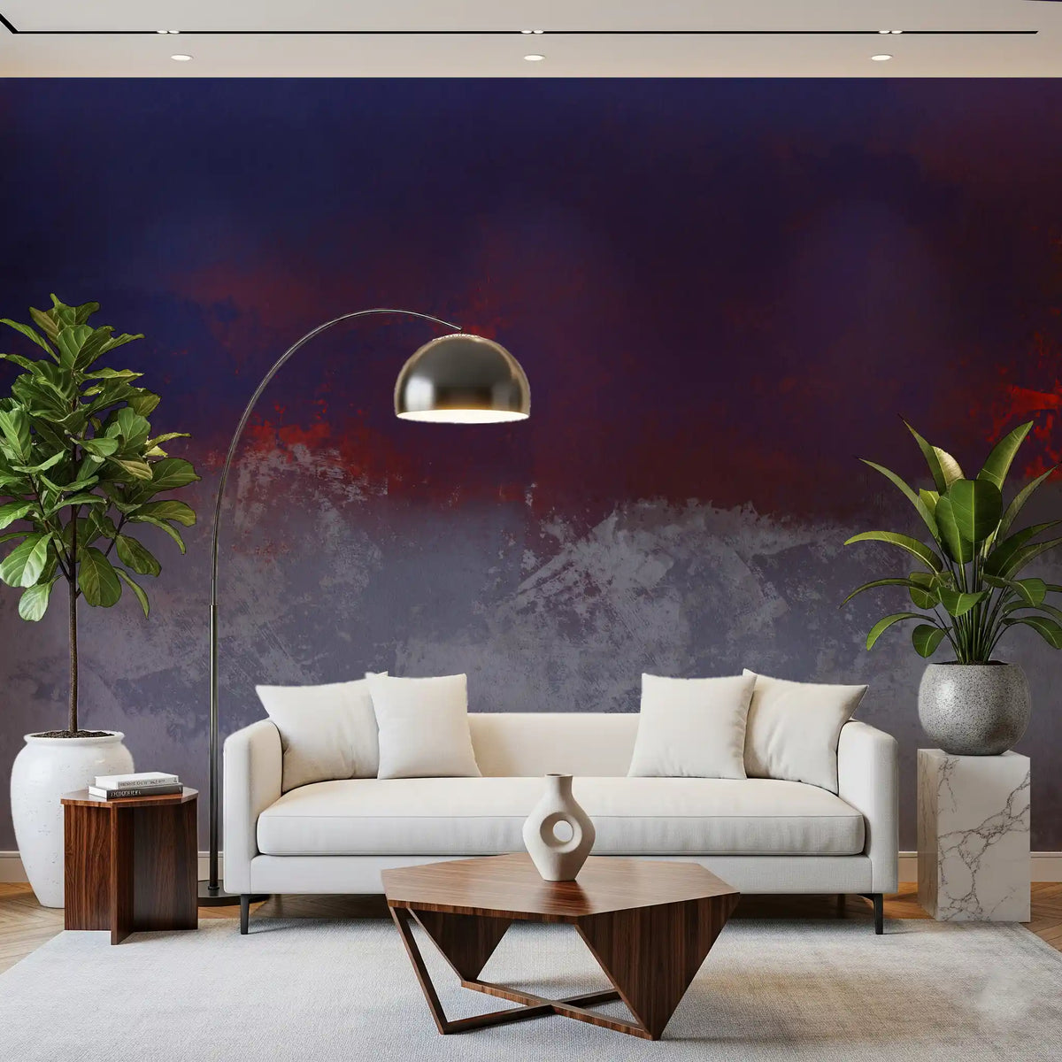 Textured Indigo and Ember Mural Wall Mural
