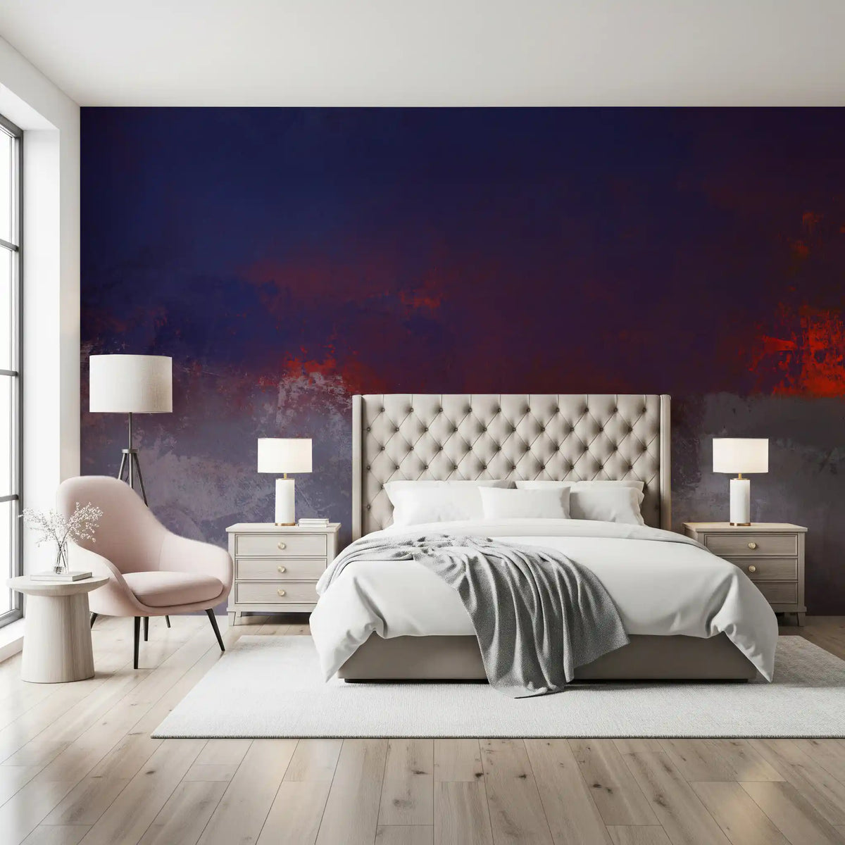 Textured Indigo and Ember Mural Wall Mural