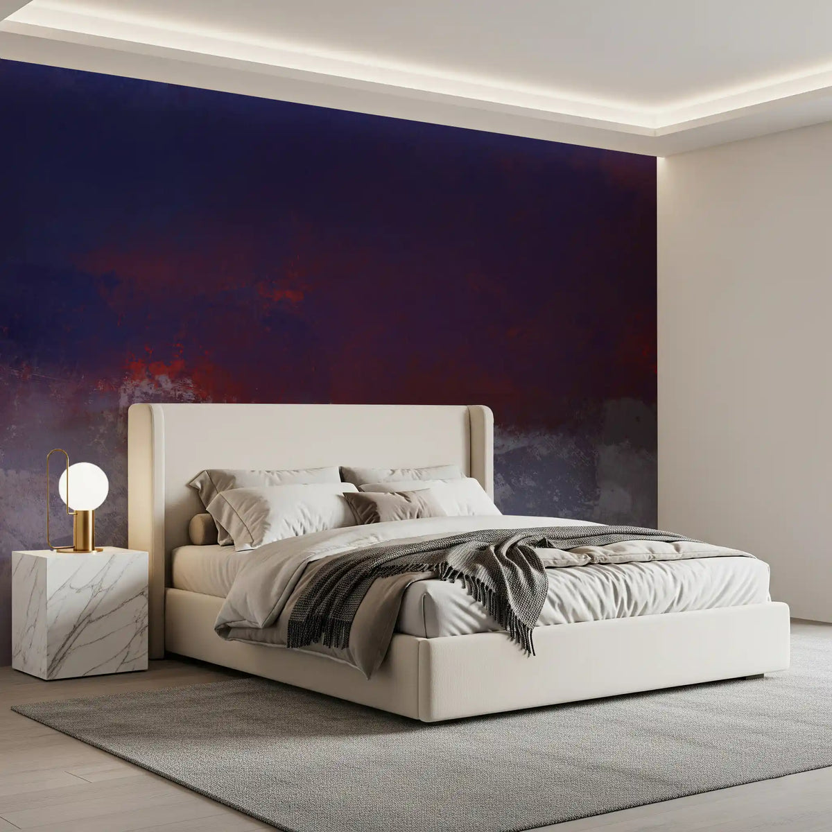 Textured Indigo and Ember Mural Wall Mural