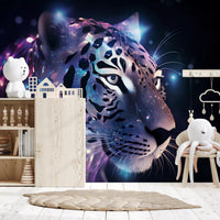 Neon Leopard Cosmic Encounter Wall Mural