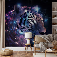 Neon Leopard Cosmic Encounter Wall Mural