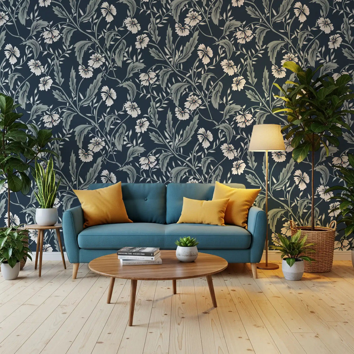 Sage and Charcoal Garden Trail Wallpaper⁠