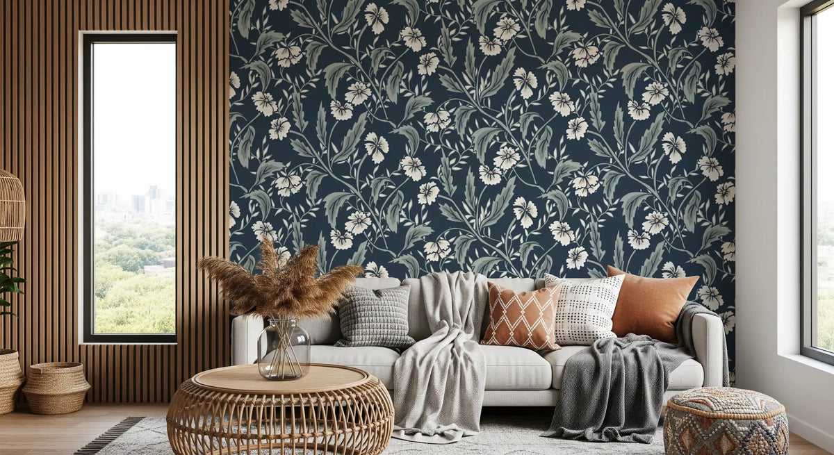 Sage and Charcoal Garden Trail Wallpaper⁠