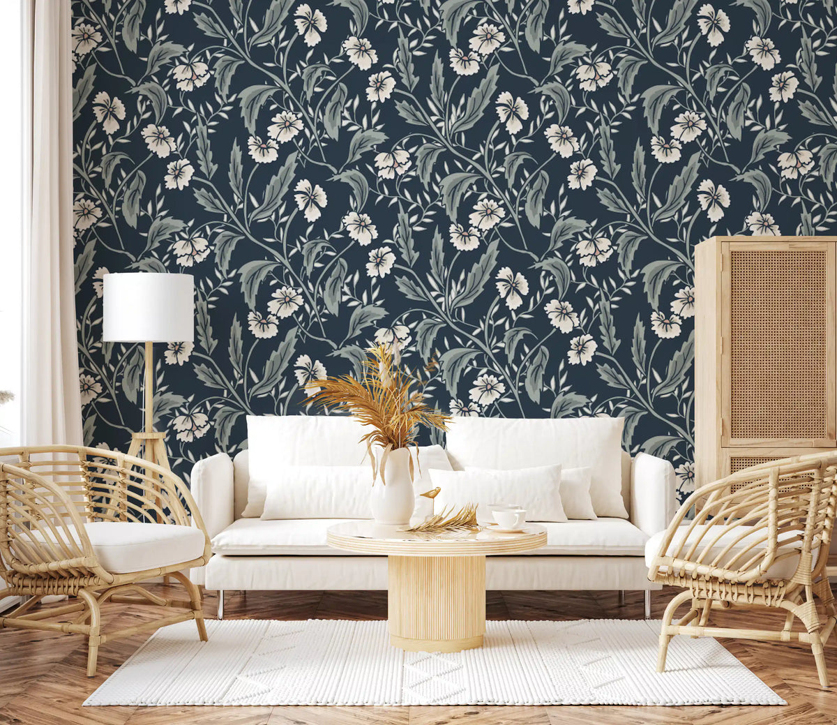 Sage and Charcoal Garden Trail Wallpaper⁠
