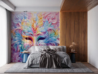 Pastel Floral Masquerade Motif Wall Mural