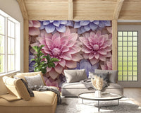 Abstract Petal Layers in Blush and Violet Wall Mural