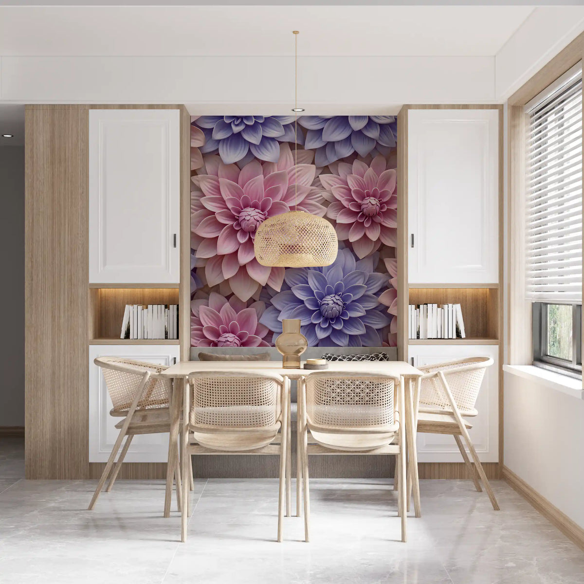 Abstract Petal Layers in Blush and Violet Wall Mural