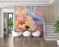 Dreamy Peony Floral Illustration Wall Mural
