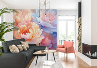 Dreamy Peony Floral Illustration Wall Mural