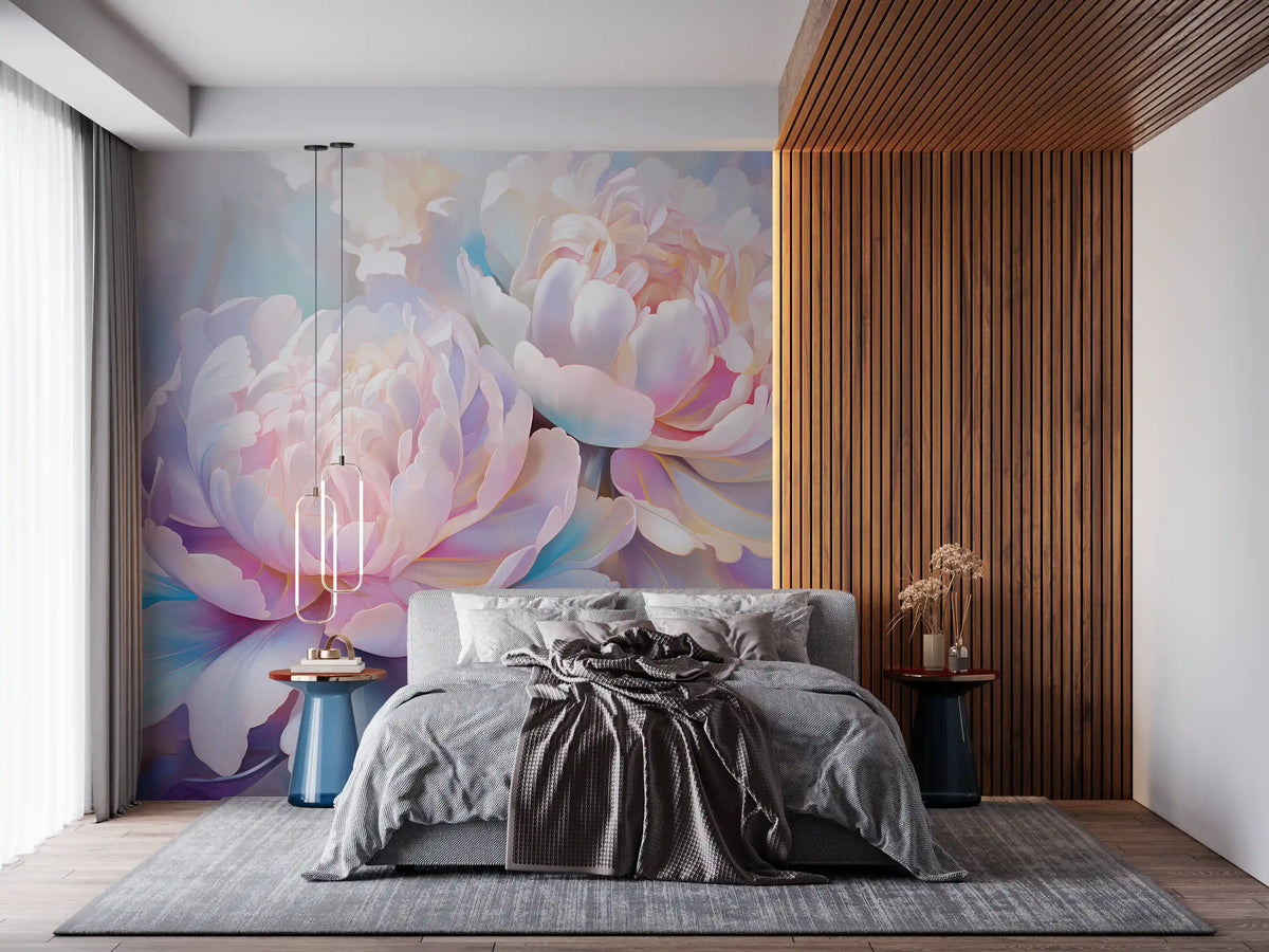 Abstract Botanical Peony Petals Wall Mural