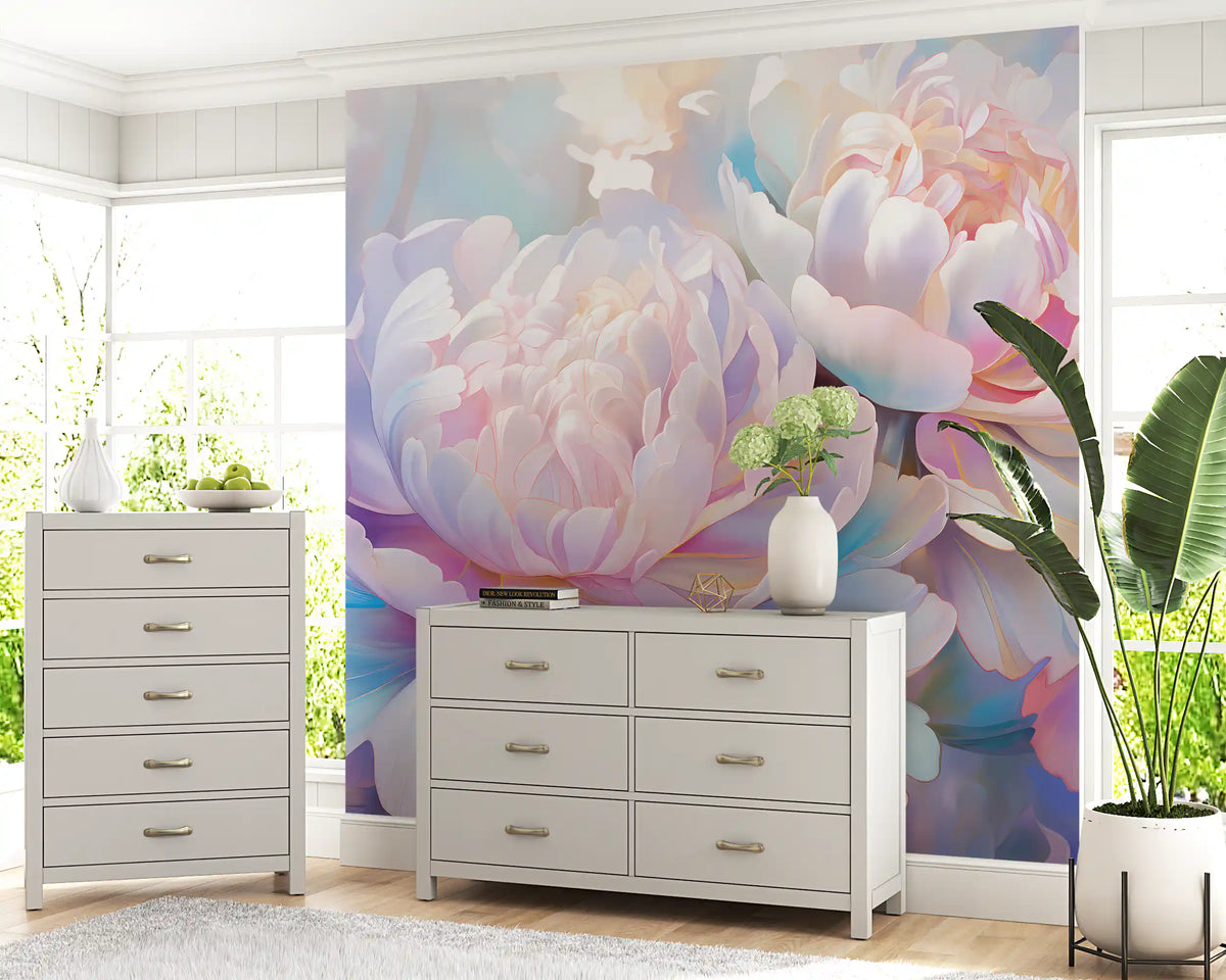 Abstract Botanical Peony Petals Wall Mural