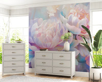 Abstract Botanical Peony Petals Wall Mural