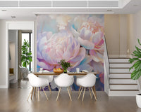 Abstract Botanical Peony Petals Wall Mural