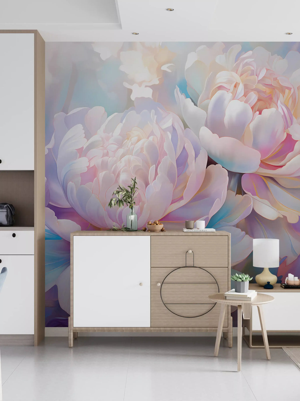 Abstract Botanical Peony Petals Wall Mural