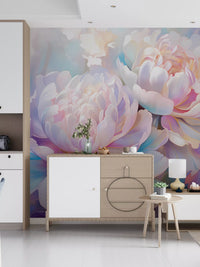 Abstract Botanical Peony Petals Wall Mural
