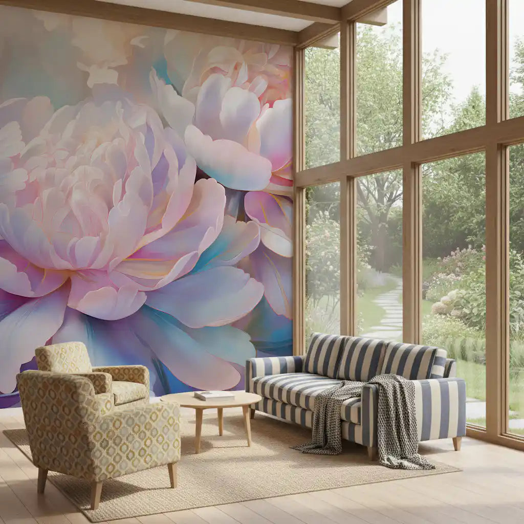 Abstract Botanical Peony Petals Wall Mural